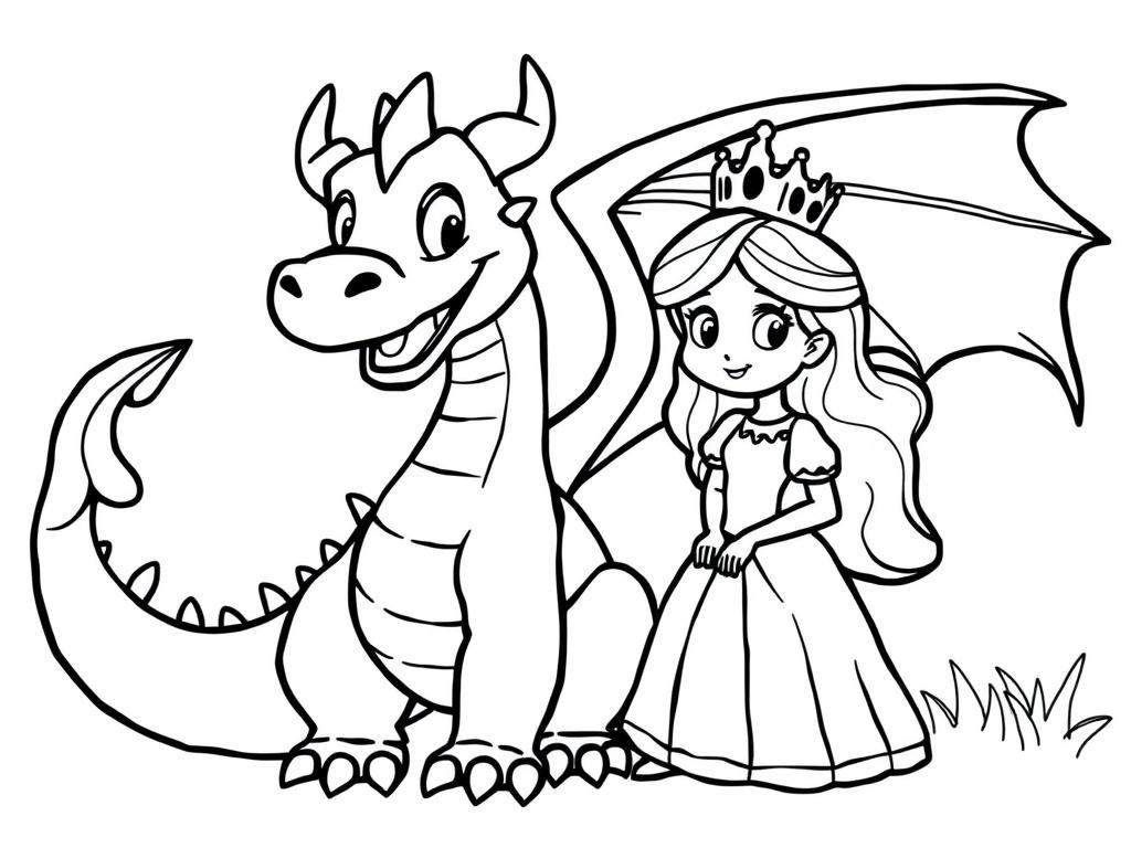 Friendly dragon and a princess