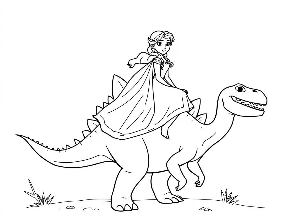 Preview of Frozen princess riding on stegosaurus