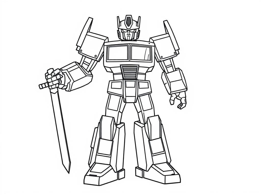 Preview of full body transformer with a sword holding it on the handle