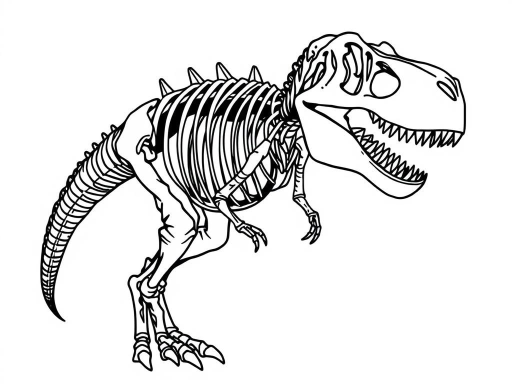Tyrannosaurus Rex Skeleton Coloring Page