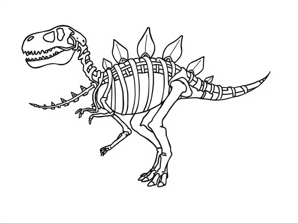 Dinosaur Skeleton Coloring Page