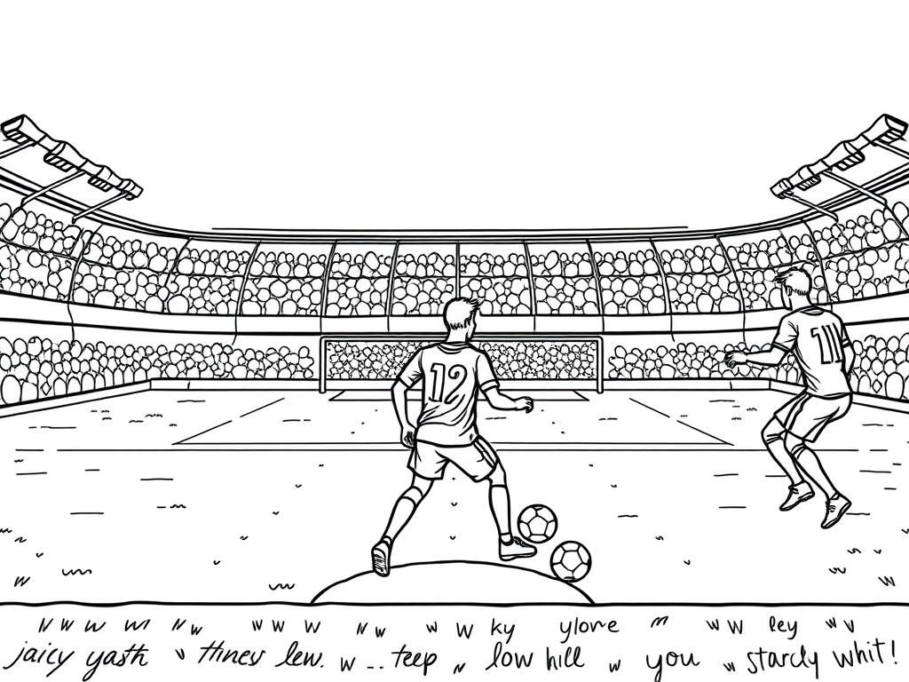 Soccer Players in Action Coloring Page