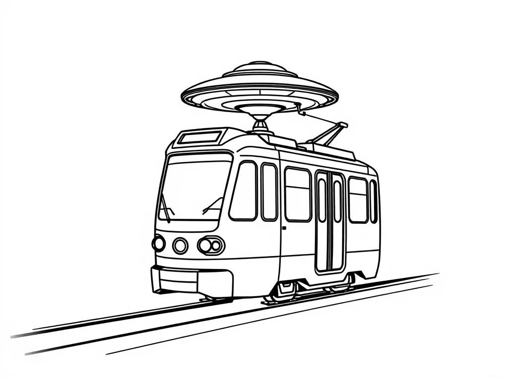 Futuristic Train UFO Coloring Page