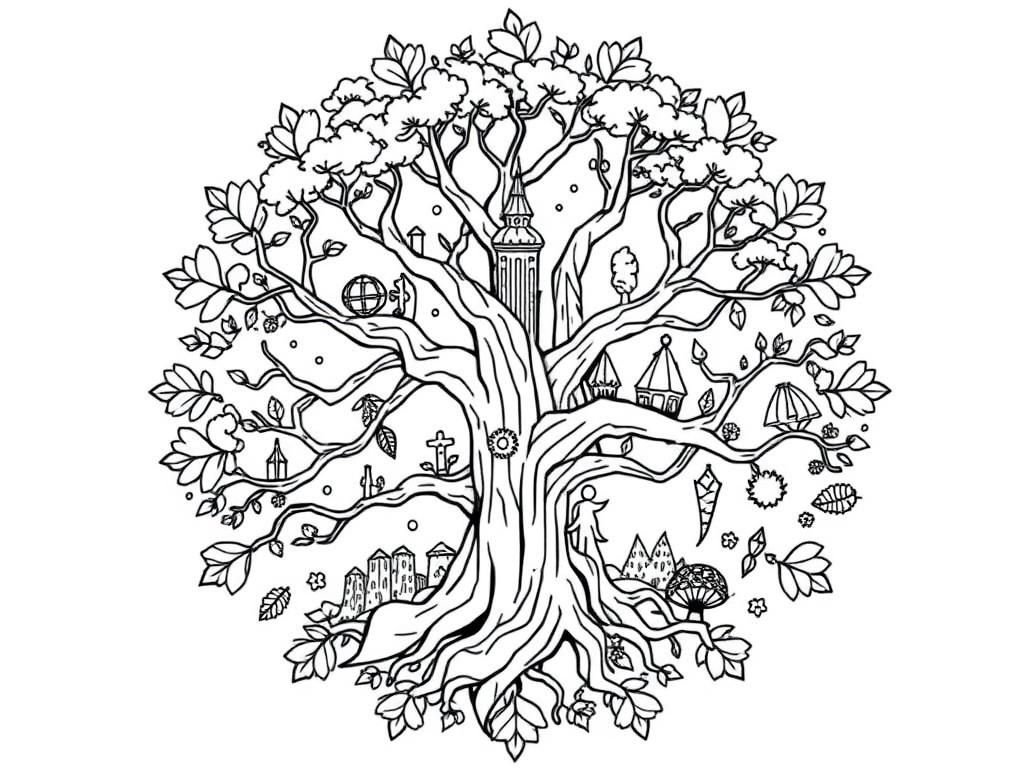 Fantasy Tree Coloring Page