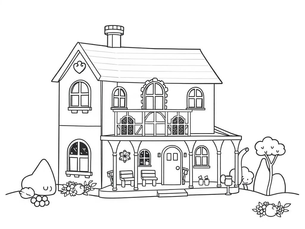 Coloring Page of a Cozy House