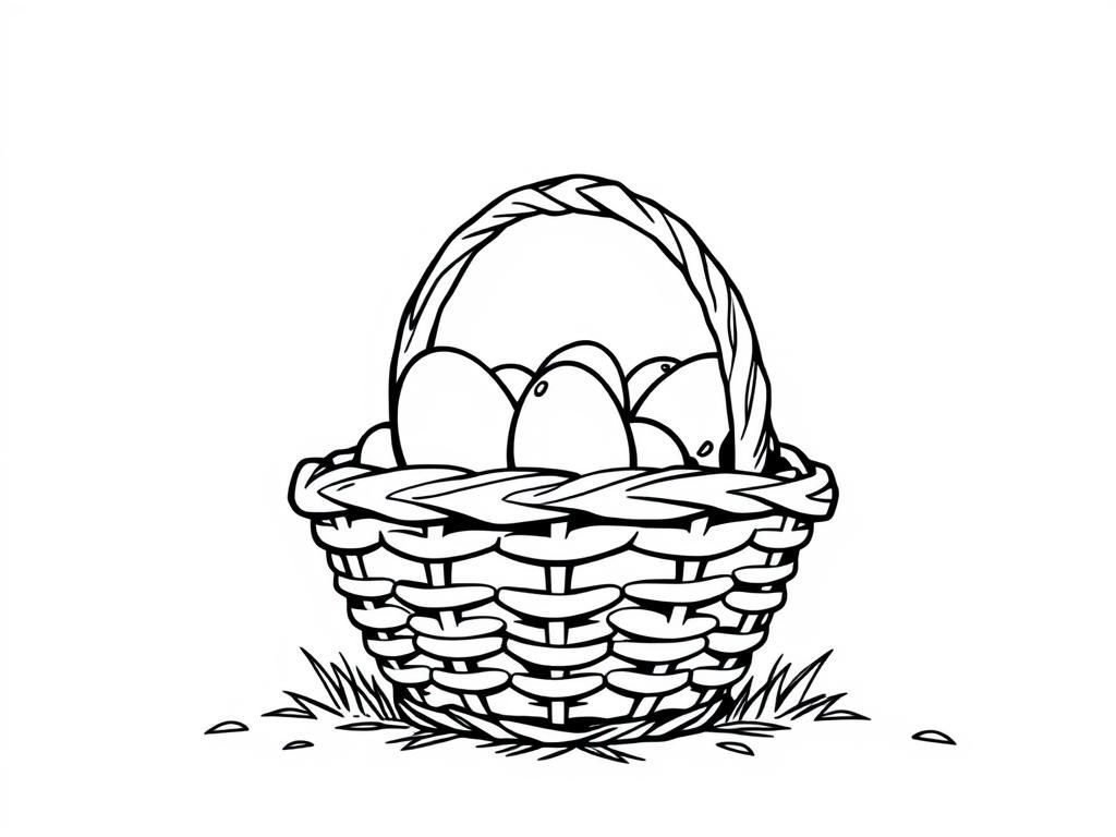 Generate a picture of a corny, funny, weird Easter basket coloring page - Free Printable Coloring Page