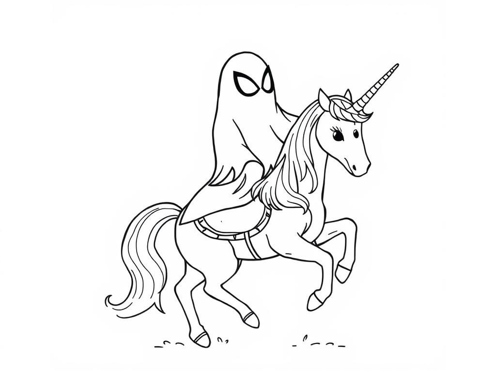 Ghost Riding Unicorn Coloring Page