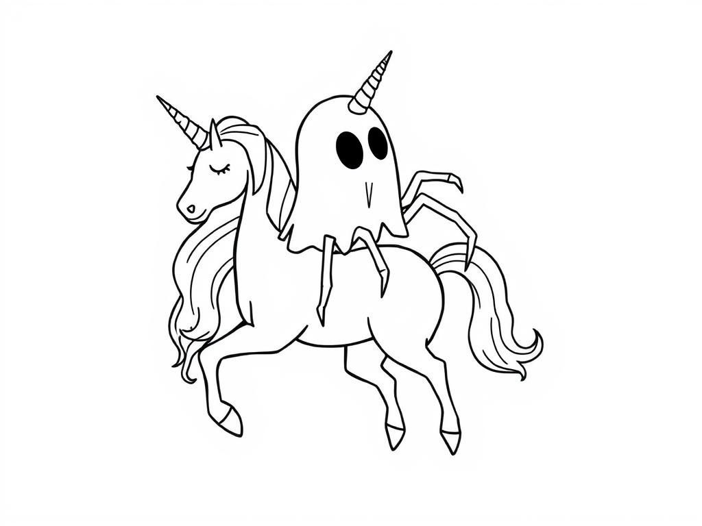 Ghost Unicorn Coloring Page