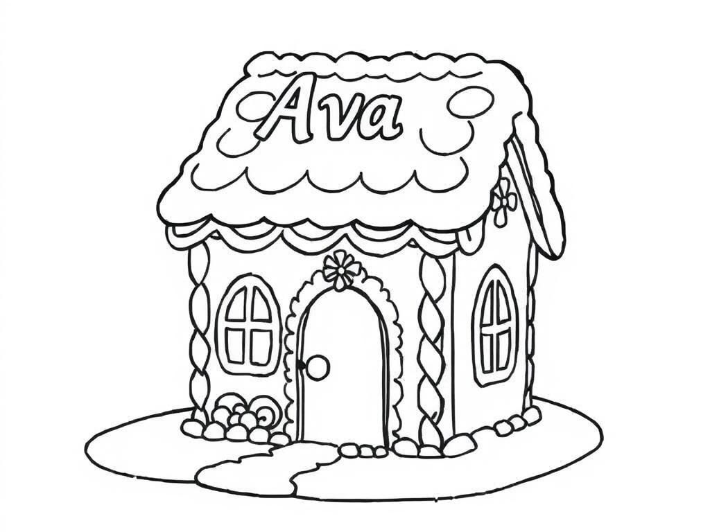 Holiday Gingerbread House Coloring Page