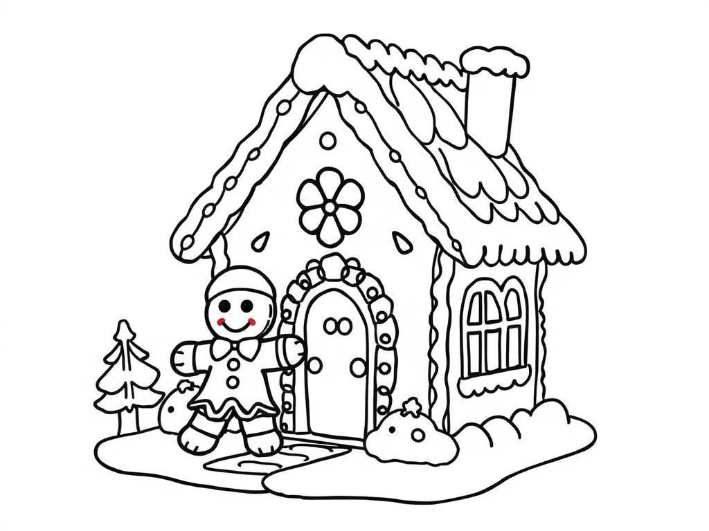 Preview of gingerbread house with its Christmas gingerbread man