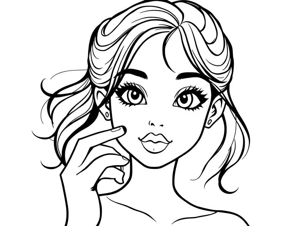 Woman on Phone Coloring Page