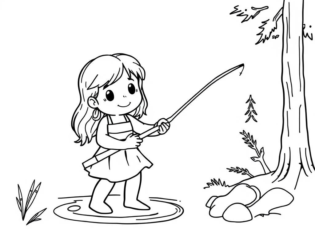 Preview of girl bigfoot cute fishing