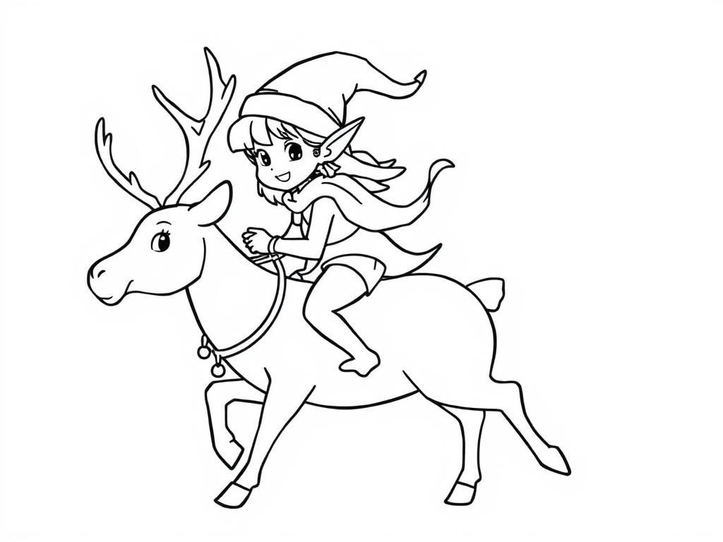 girl elf riding reindeer