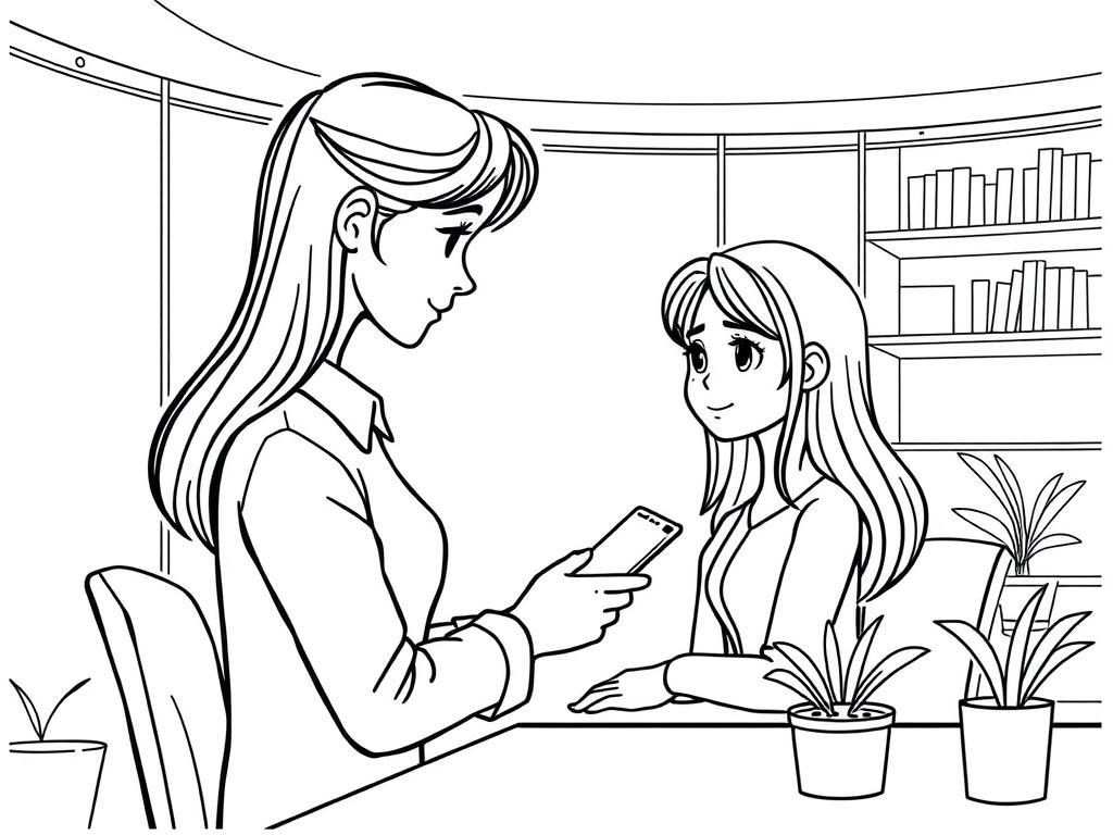 Preview of girl in an office with glass doors, helping a customer check out their lincoln nautilus