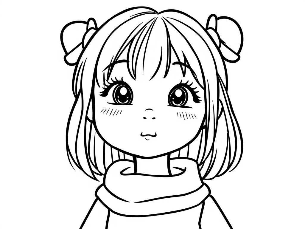 Cute Anime Girl Coloring Page