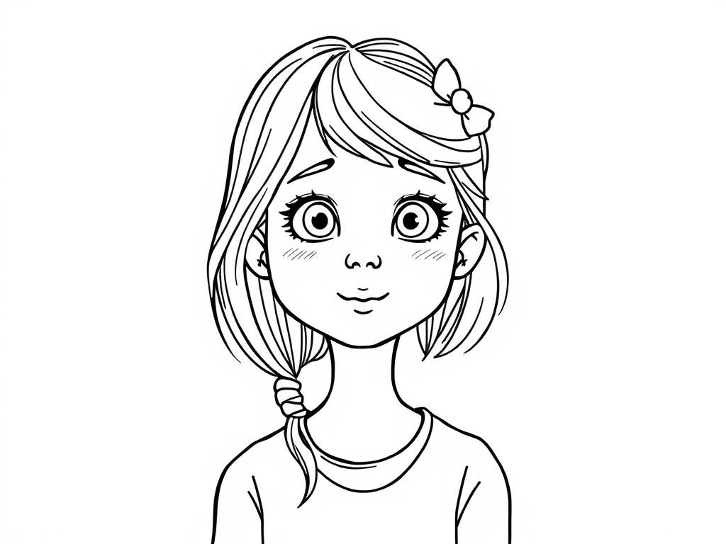 Cute Girl Portrait Coloring Page