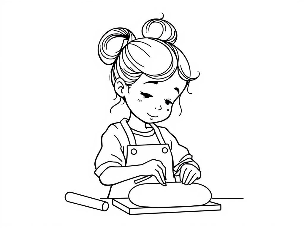 Preview of Girl with hair in bun baking