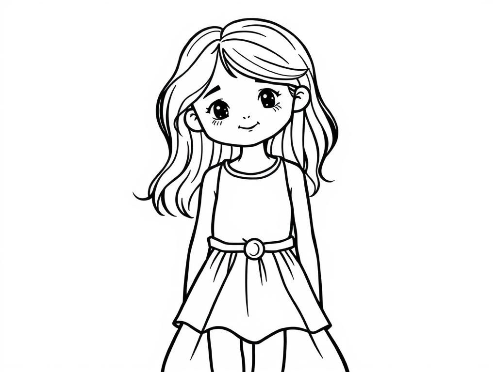 Kleurplaat portret klein meisje