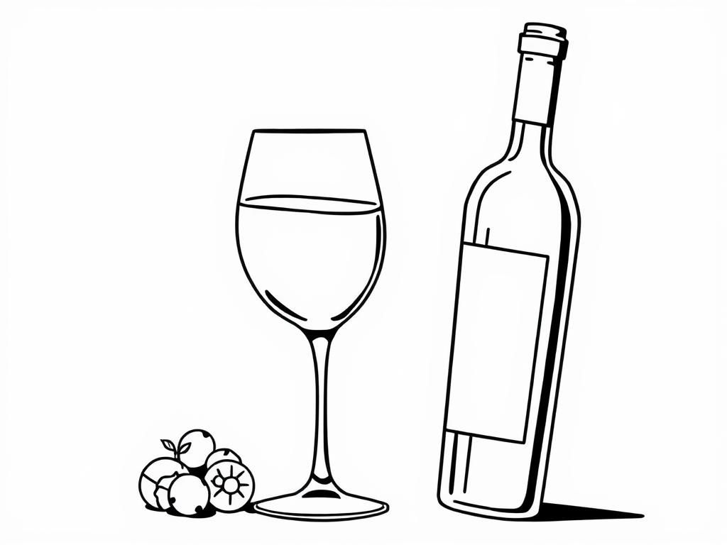 glass and bottle of wine in picasso style