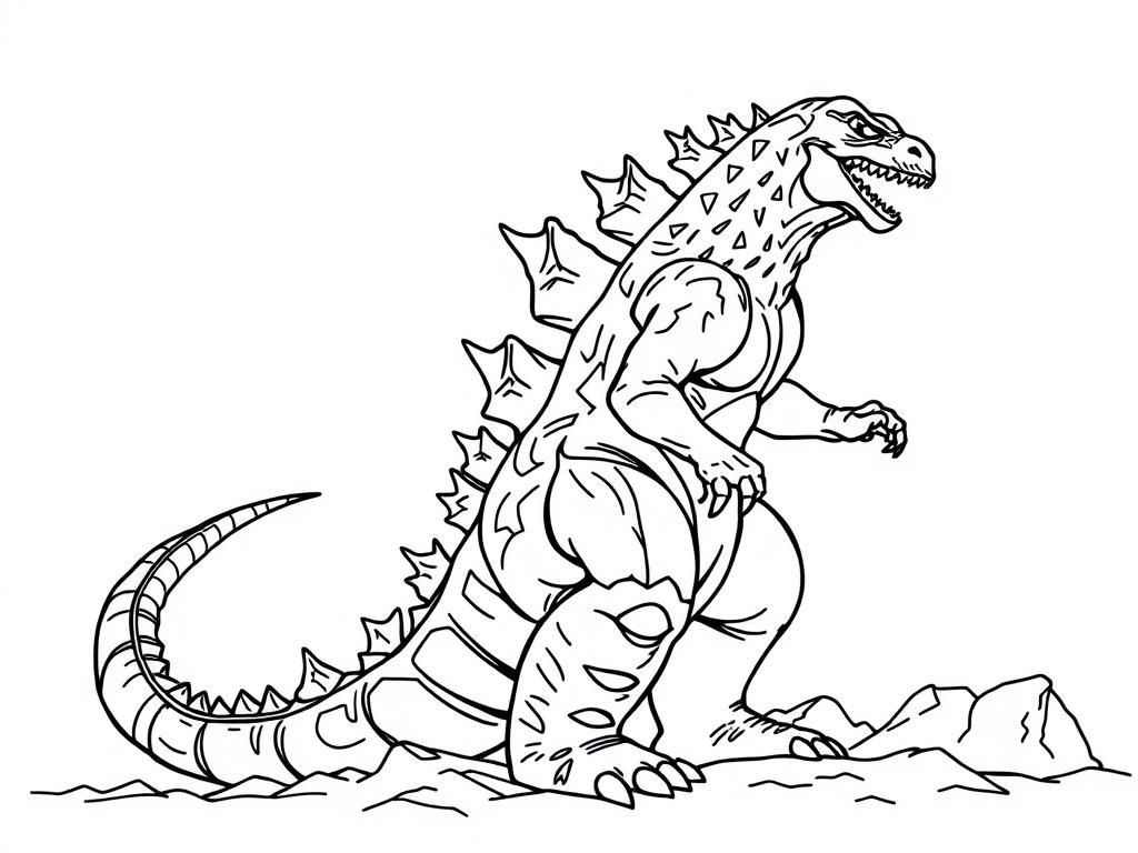 godzilla - Free Printable Coloring Page