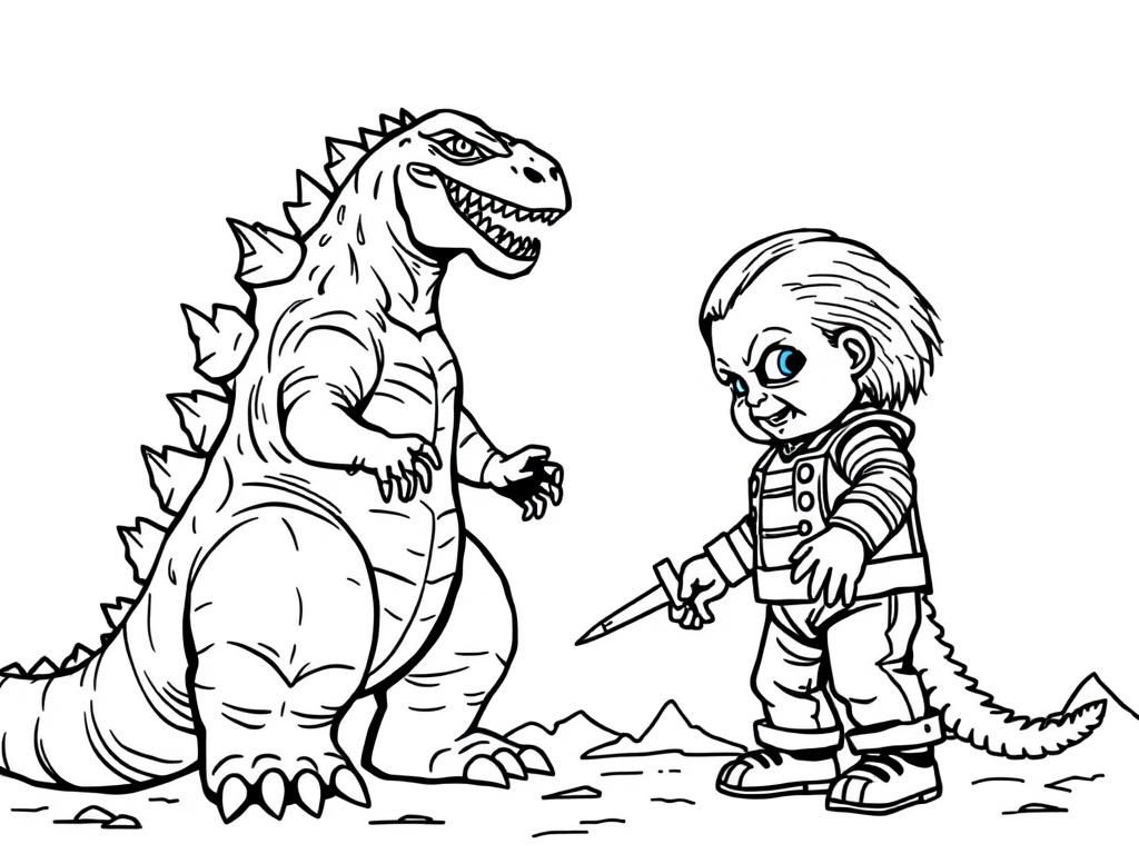 Dinosaurs and Monsters Coloring Page