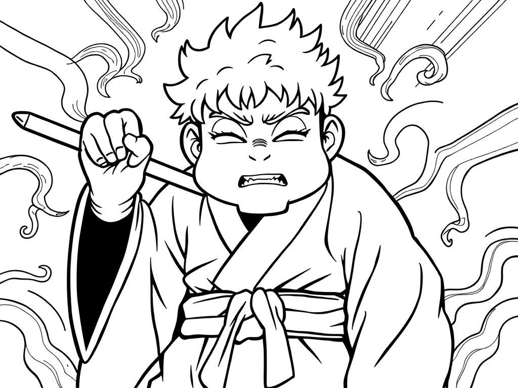 Martial Arts Boy Coloring Page