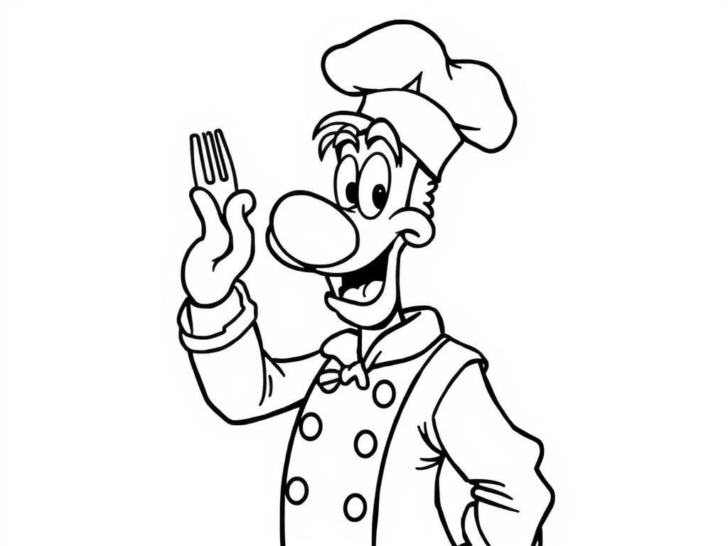 Goofy napoleon as a chef - Free Printable Coloring Page