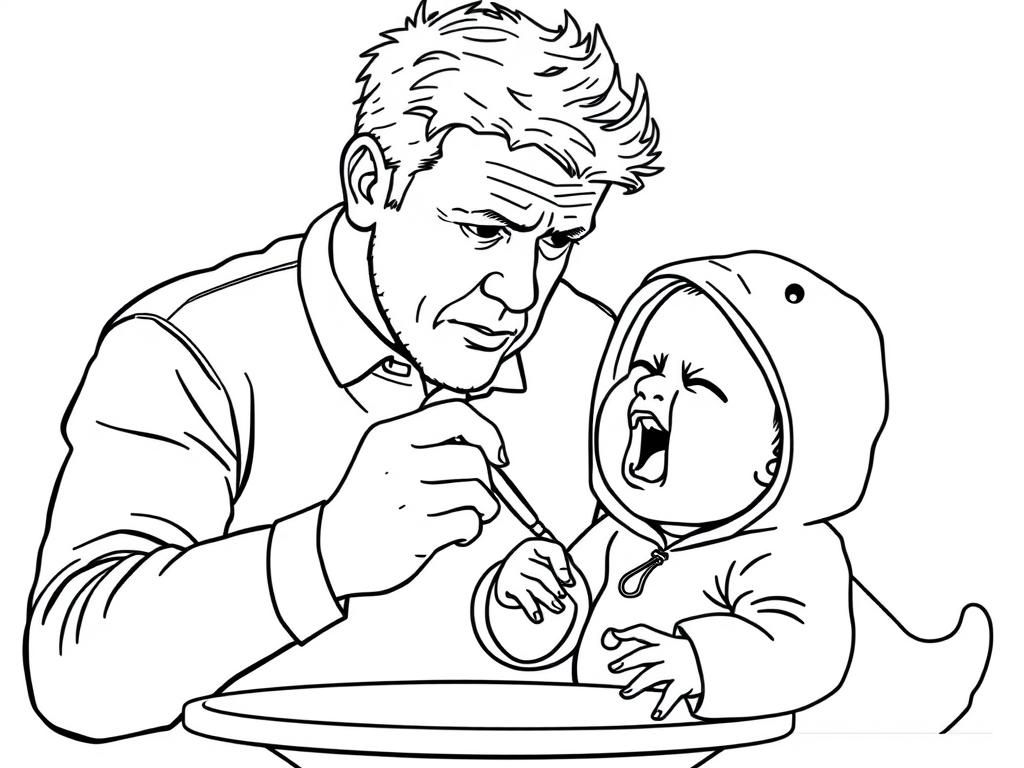 Preview of Gordon Ramsay frustrated trying to feeding a crying baby wearing a duck custome