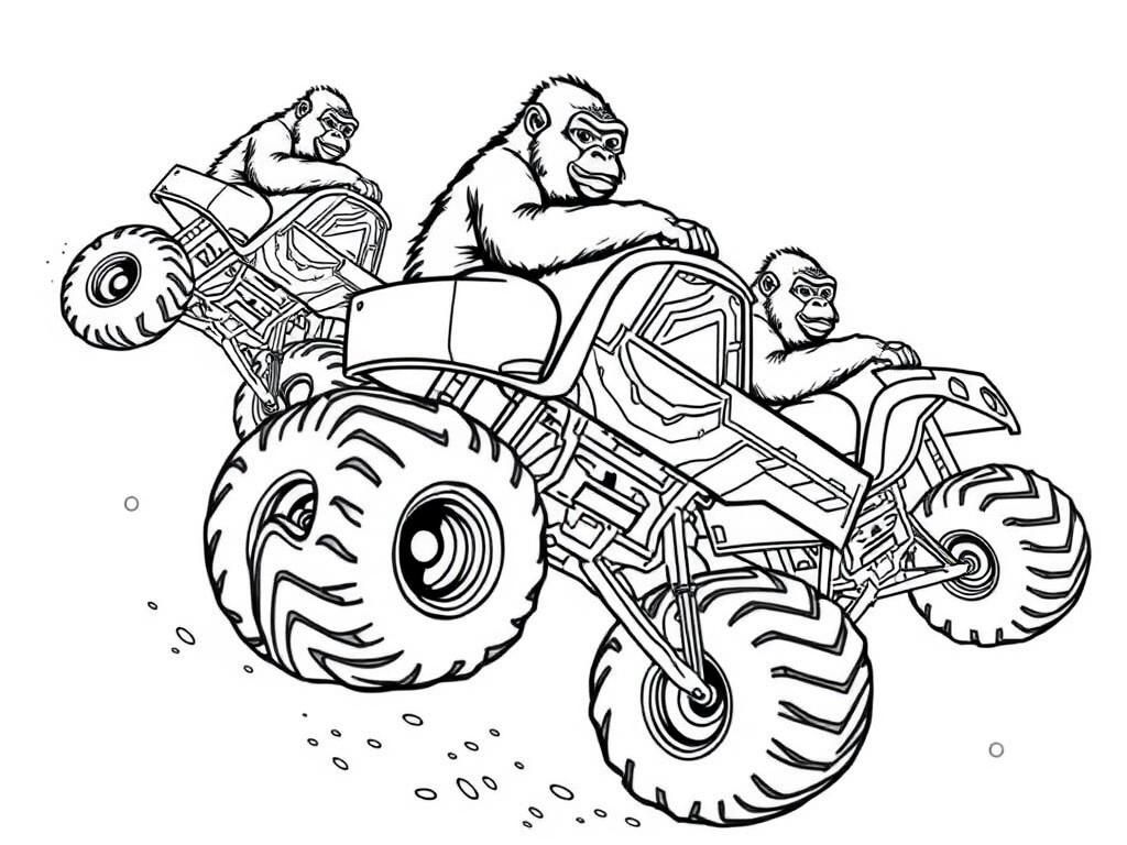 Gorilla Monster Truck Coloring Page