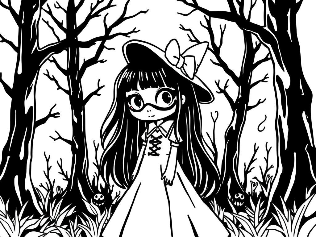 Preview of goth girl in a spooky forest