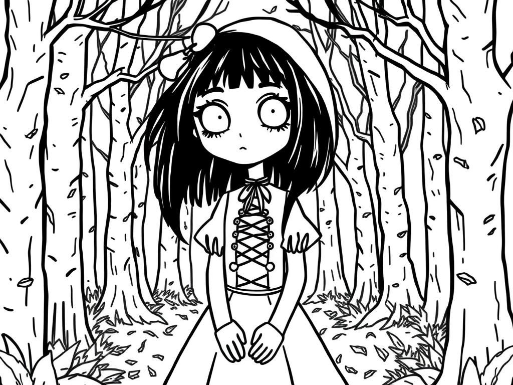 goth girl in a spooky forest