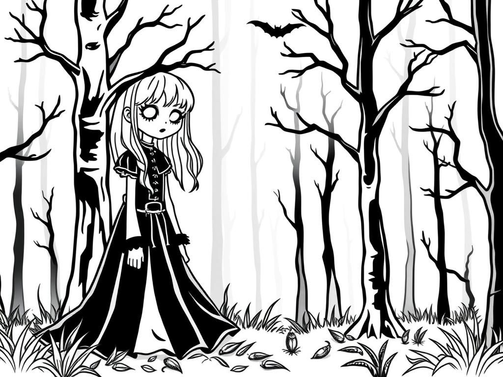 Spooky Forest Coloring Page