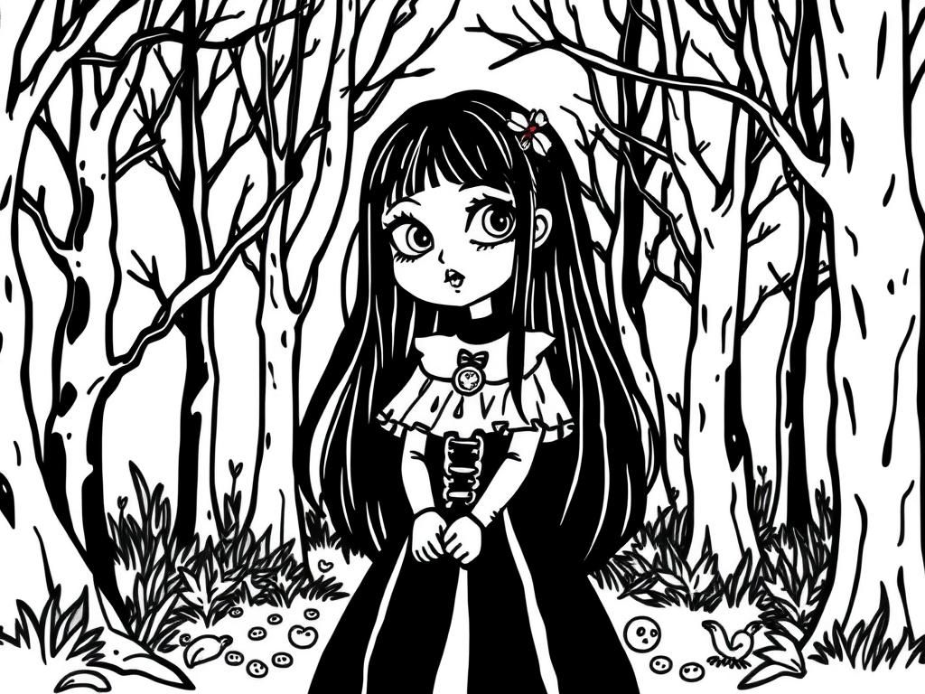 Girl in a Dress Coloring Page