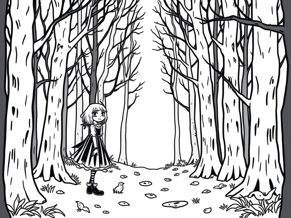 goth girl in a spooky forest