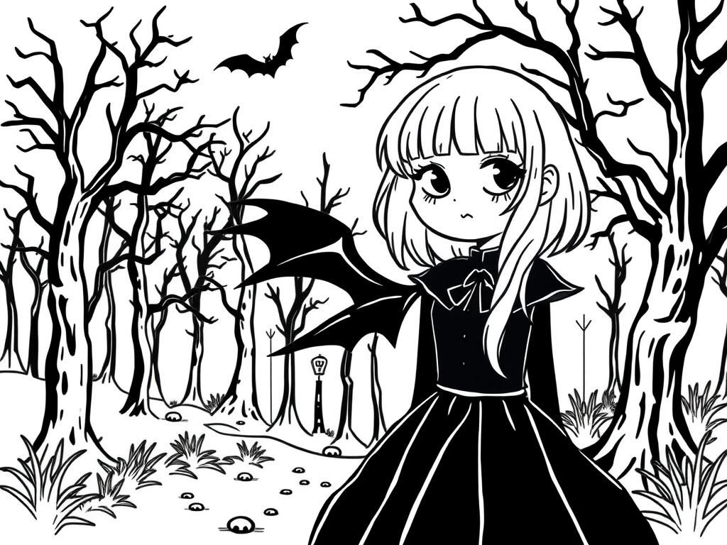 Preview of goth girl in a spooky forest