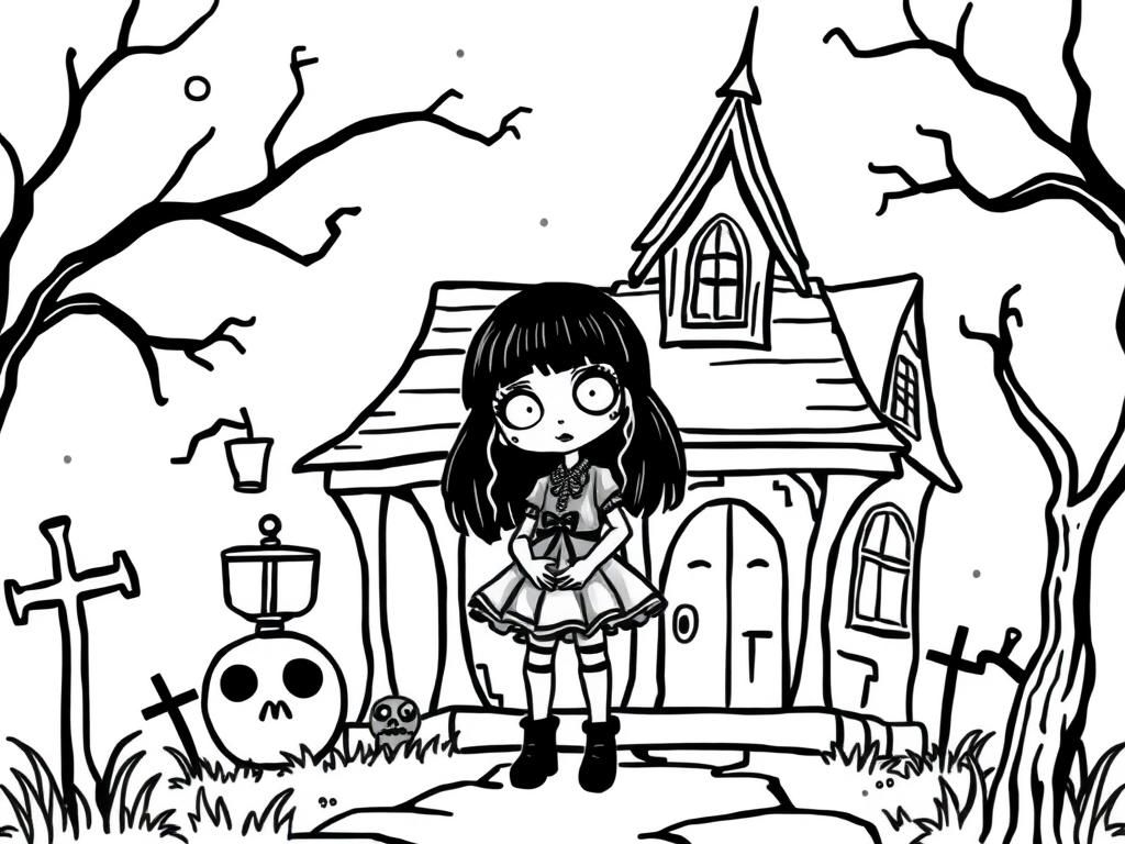 Spooky Halloween Coloring Page for Kids