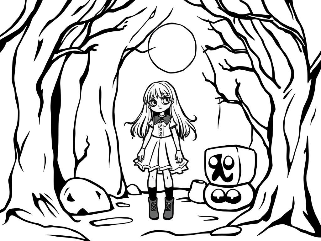 goth girl in a spooky place