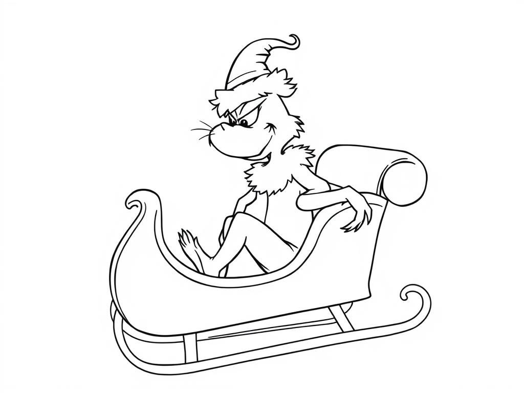 grinch riding in a sleigh