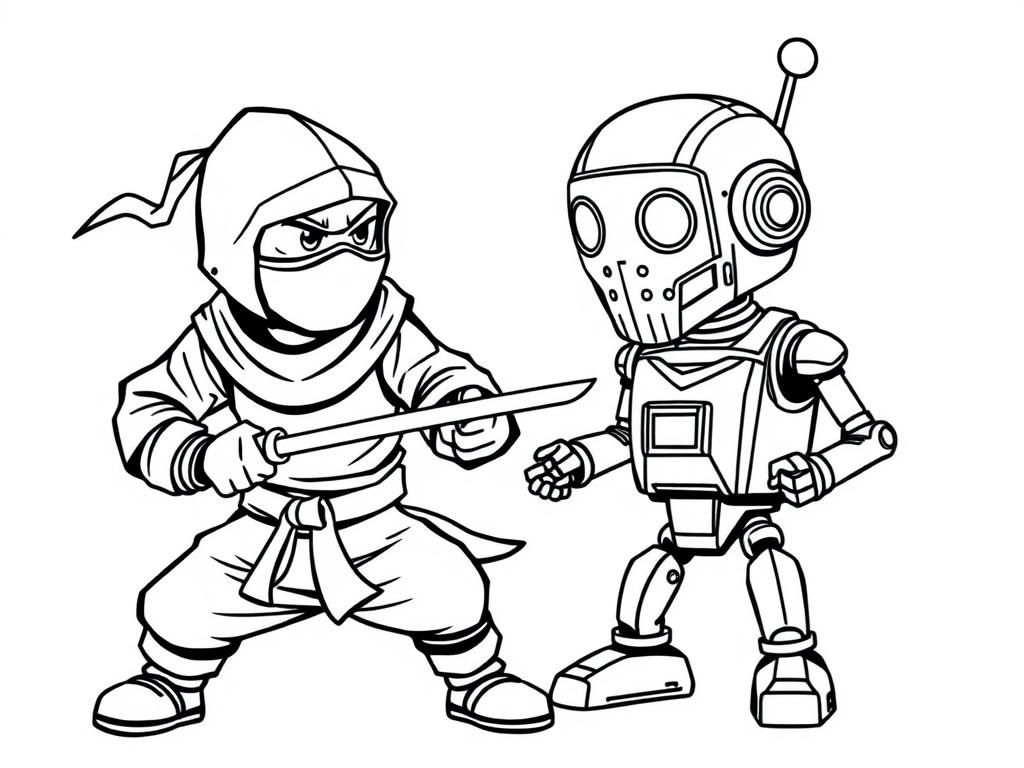 Preview of grown up ninja against droid with mask