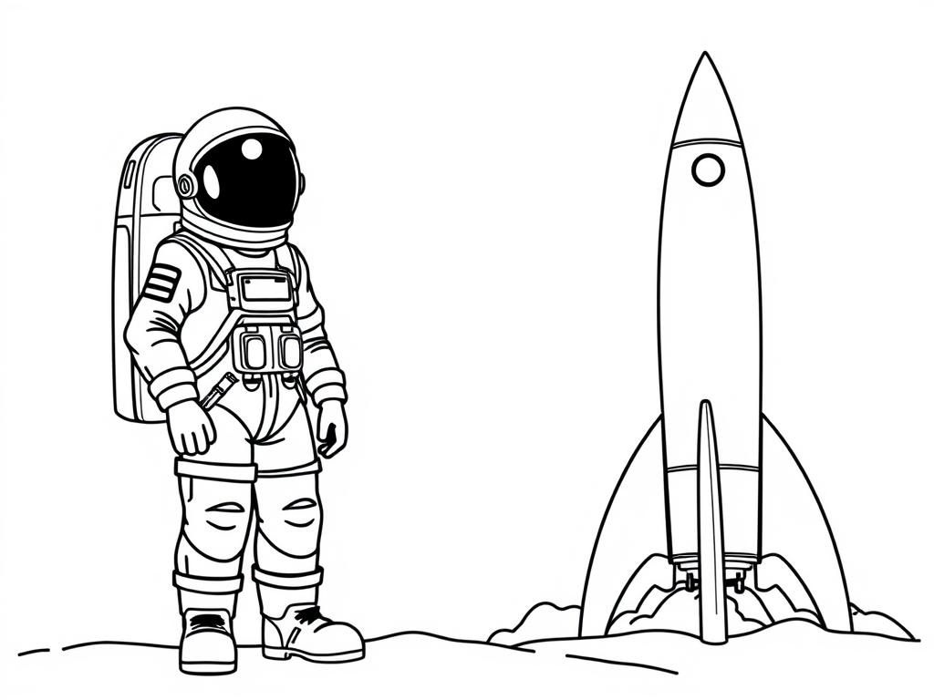 Preview of grown up tall cosmonaut with saturn rocket