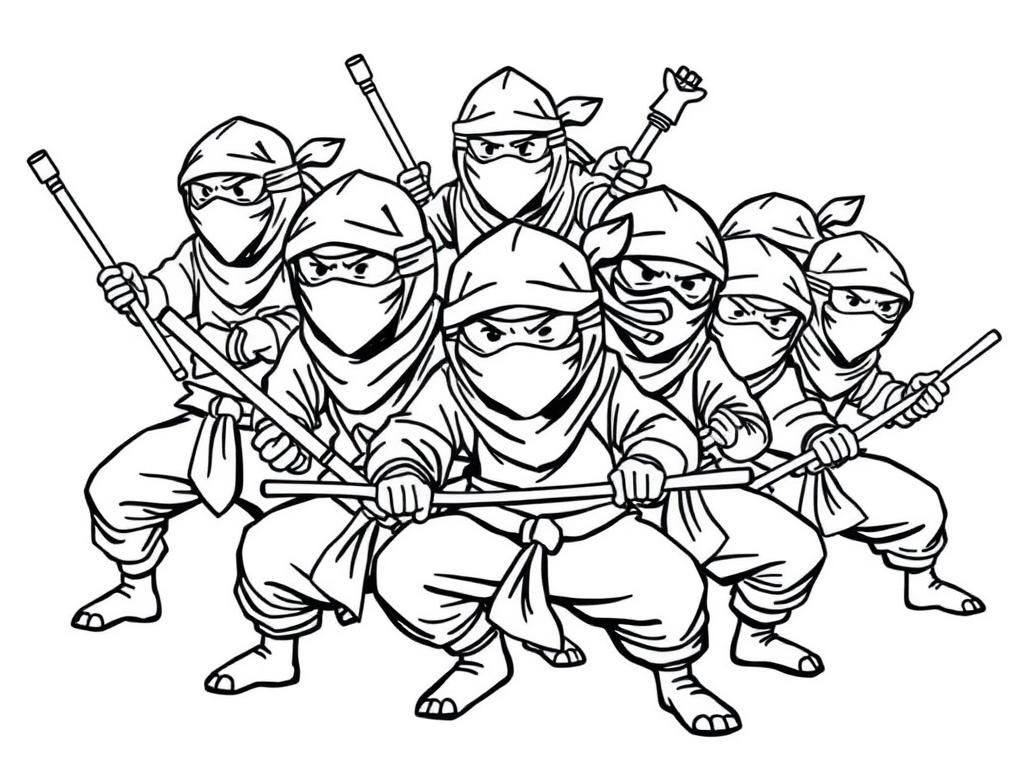 grownup ninja army with 10 ninjas