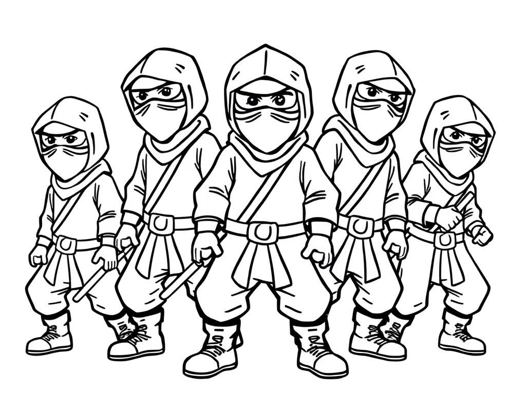 grownup ninja army with 10 ninjas with boots