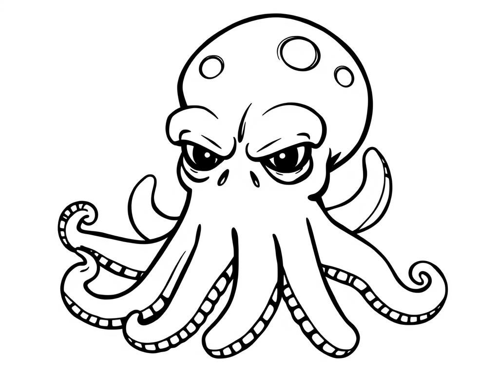 Annoyed Octopus Coloring Page