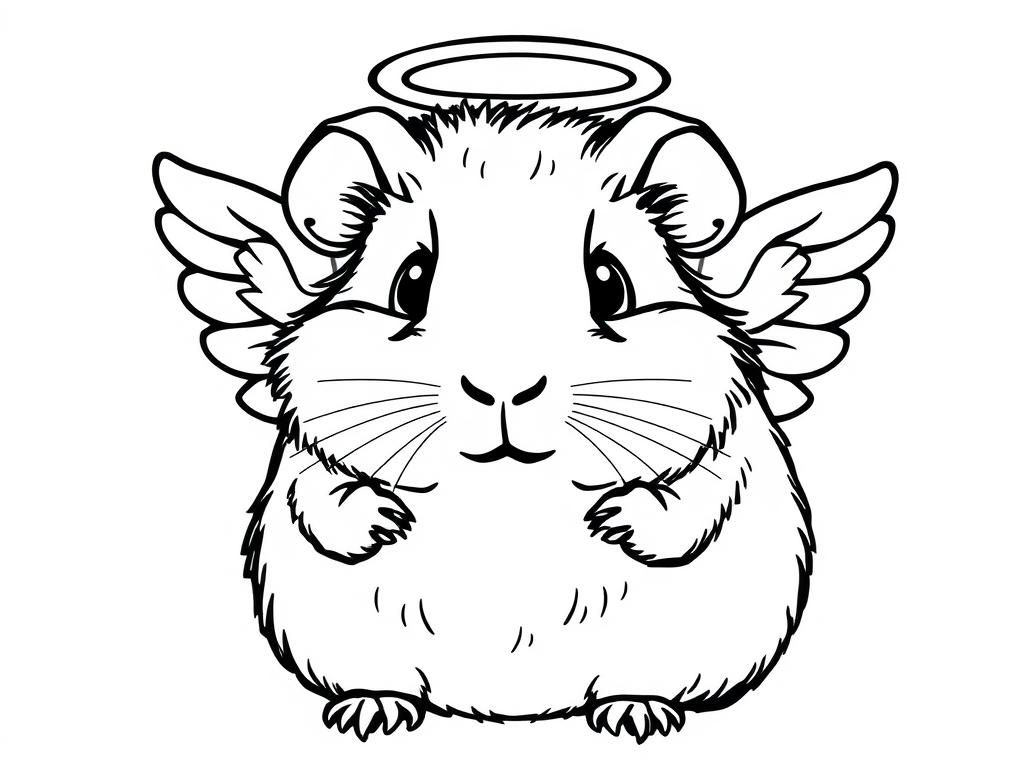 Cute Angel Guinea Pig Coloring Page