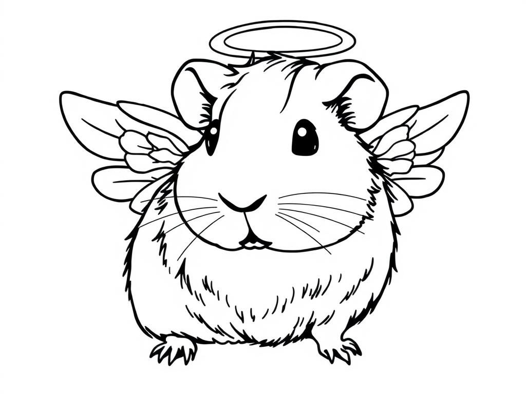 Cute Angel Guinea Pig Coloring Page