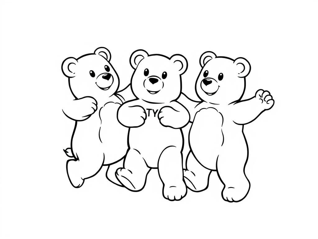 Three Happy Bears Coloring Page