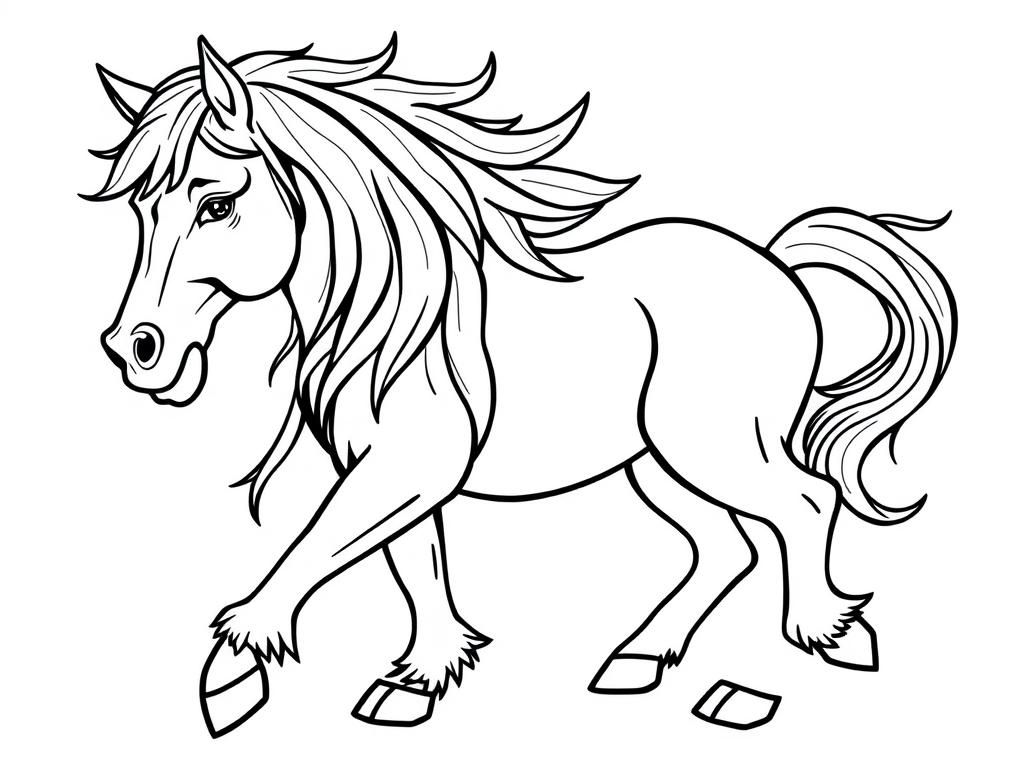 Kleurplaat Paard - Een prachtig dier om in te kleuren.