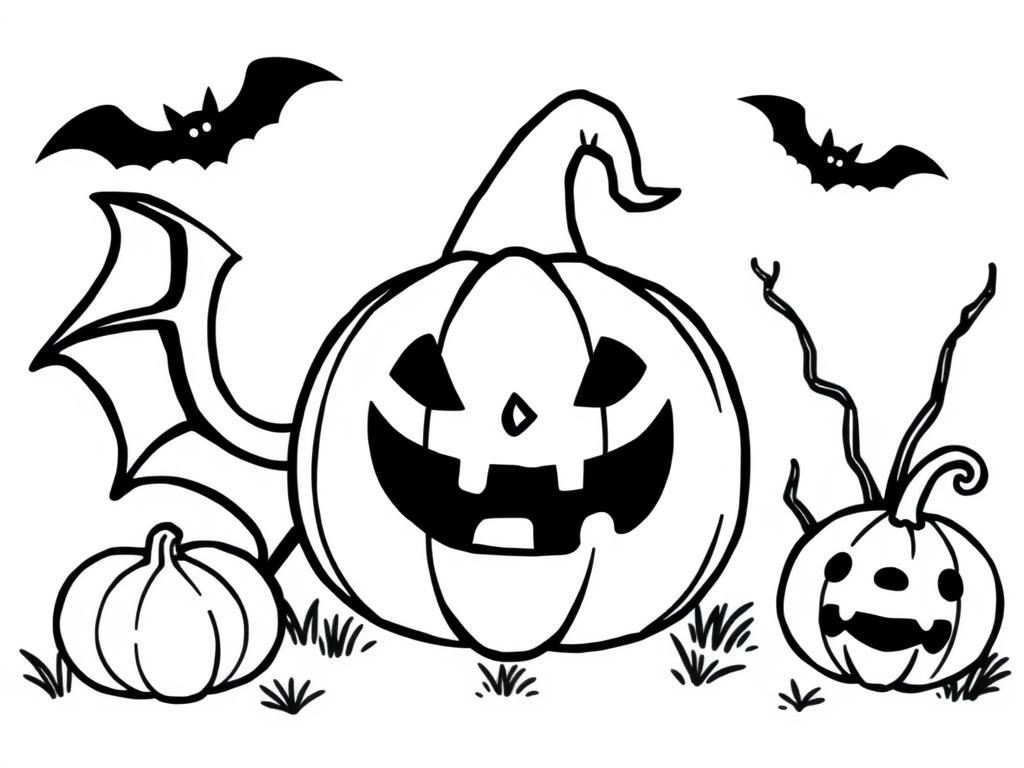 Halloween Pumpkins Coloring Page