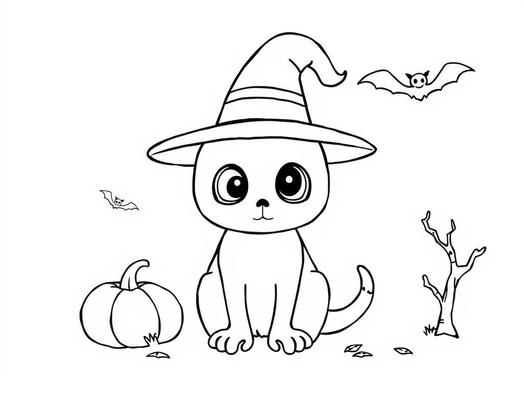 Halloween Cat Coloring Page