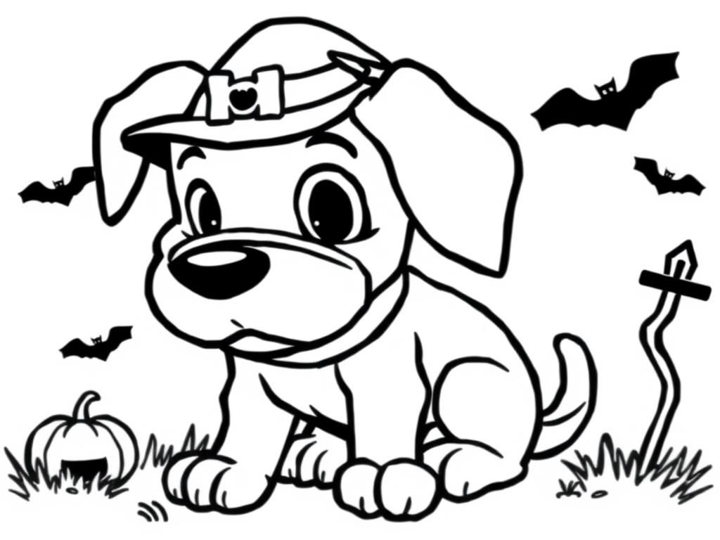 Halloween Puppy Coloring Page